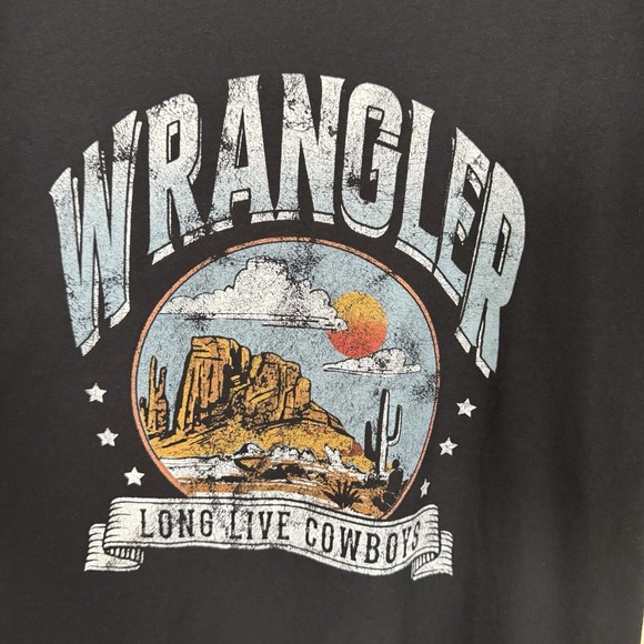 NWT Wrangler Retro Long Live Cowboys Women's Large Boyfriend Fit Jet Black Tee - Picture 4 of 11